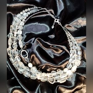 Vintage Silpada Necklace 3 Layers Of Crystal, Quartz & Sterling Silver